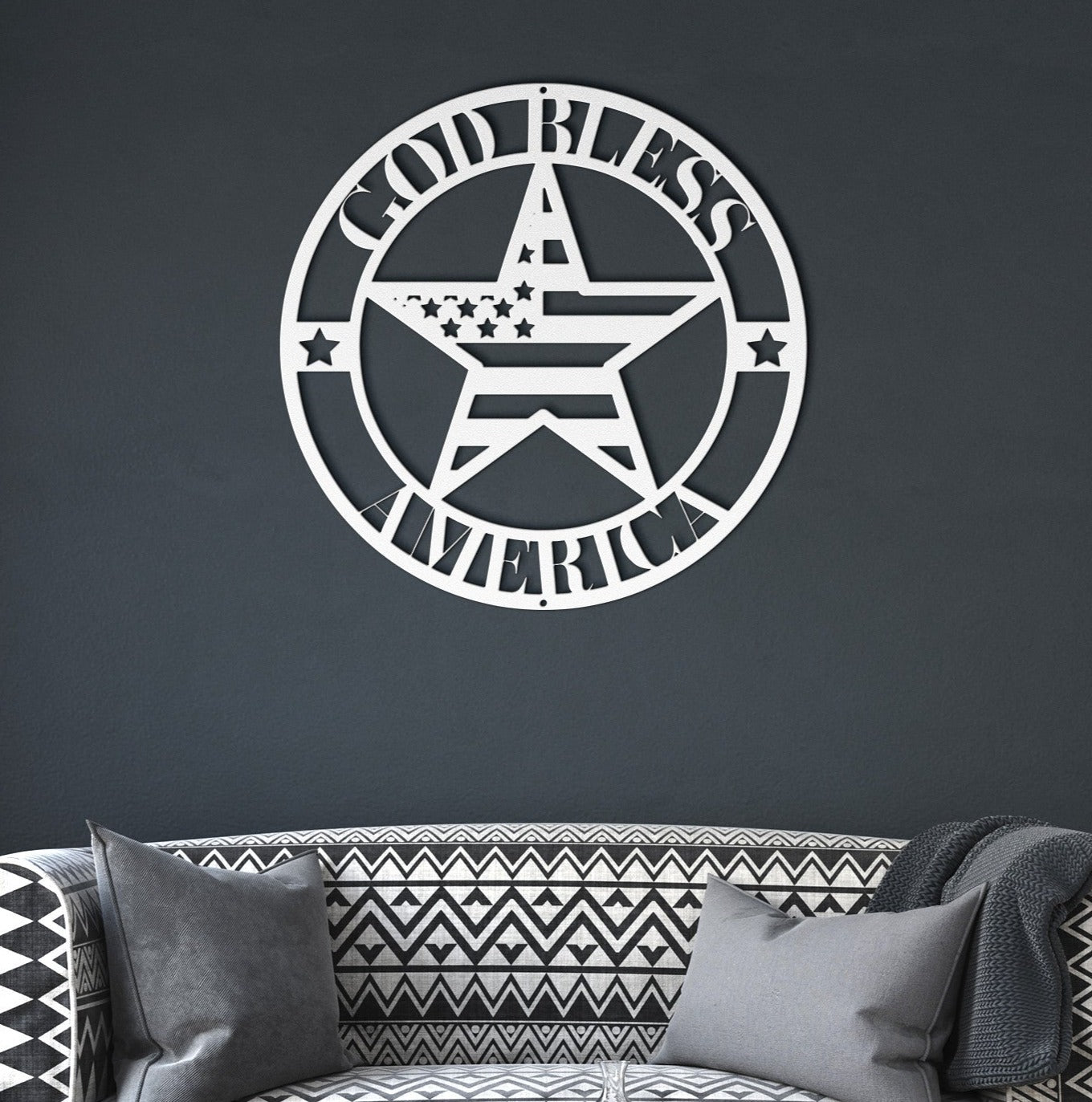 10135 - American Flag Star God Bless America Circle