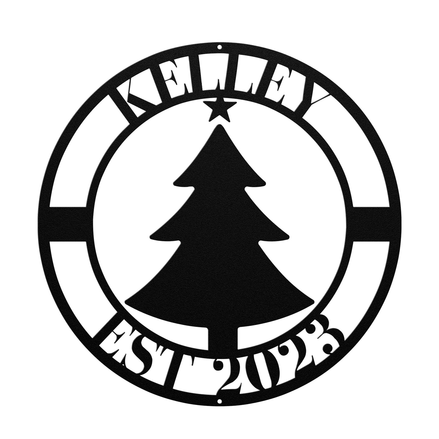 10184 - * Christmas Tree Custom Name Circular Sign