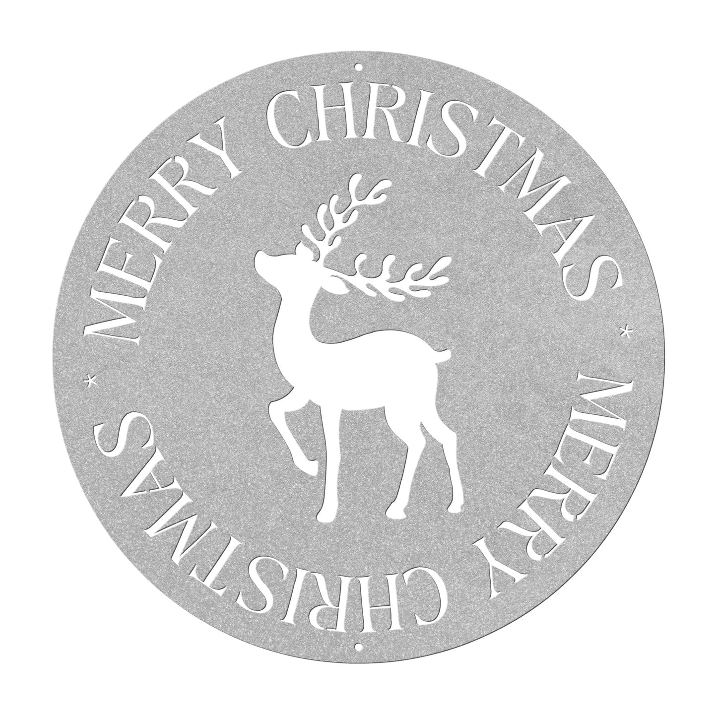 10113 - Circular Christmas Deer Metal Sign