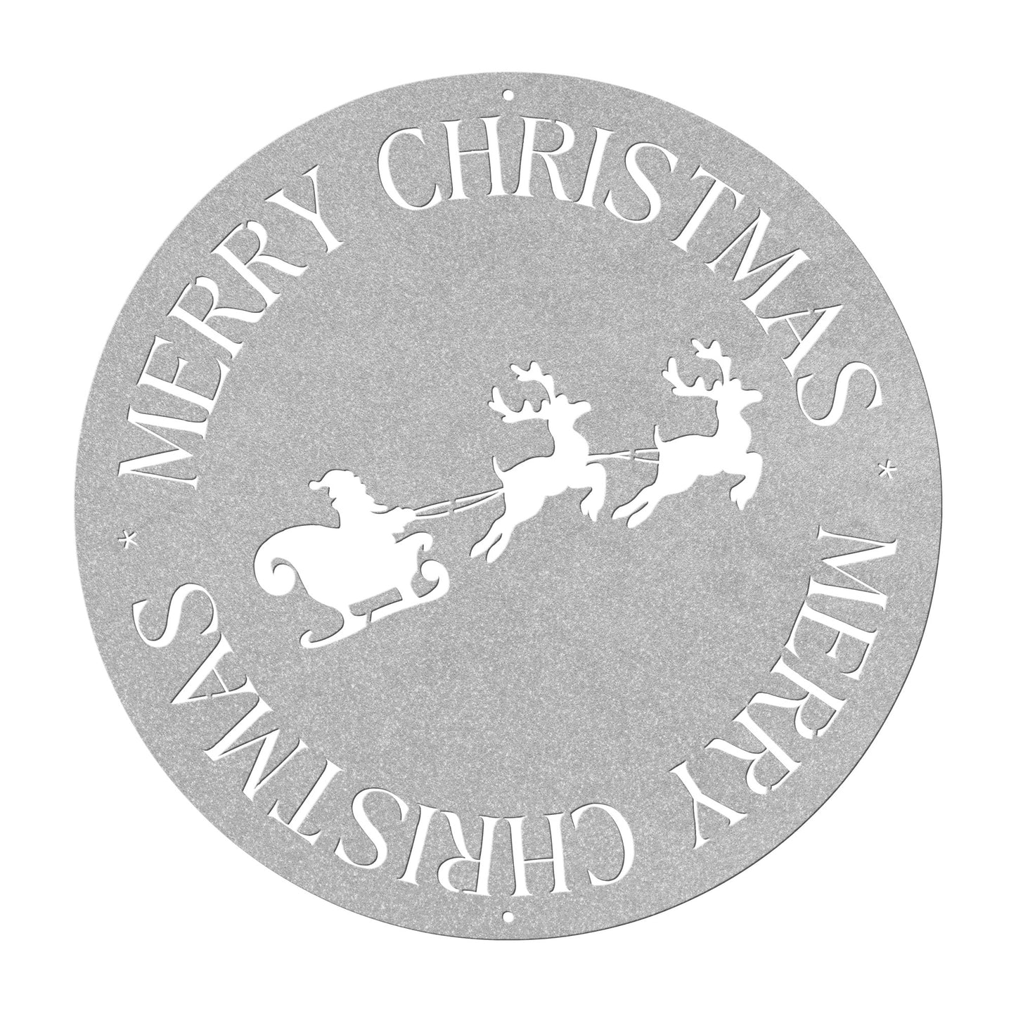10112 - Circular Santa and Sleigh Christmas Metal Sign