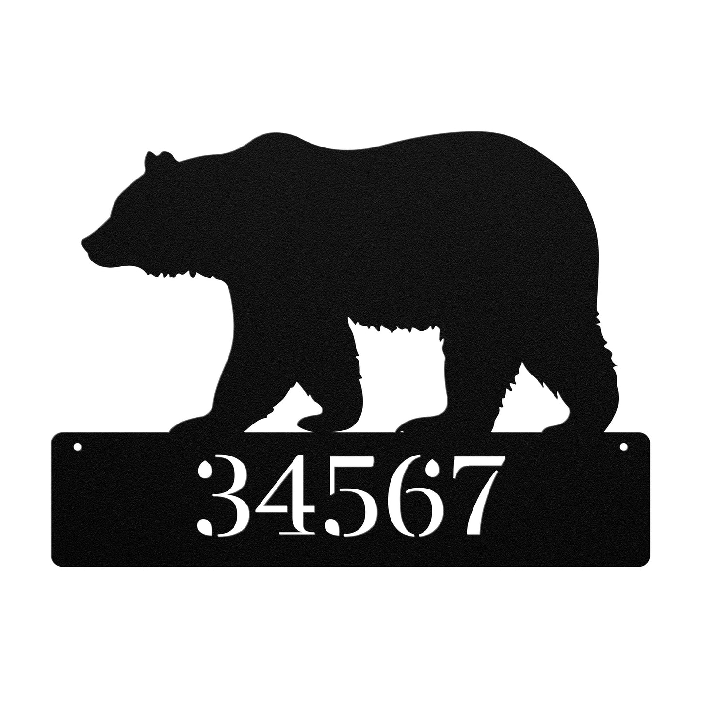 10132 - Bear Custom Address Metal Plaque