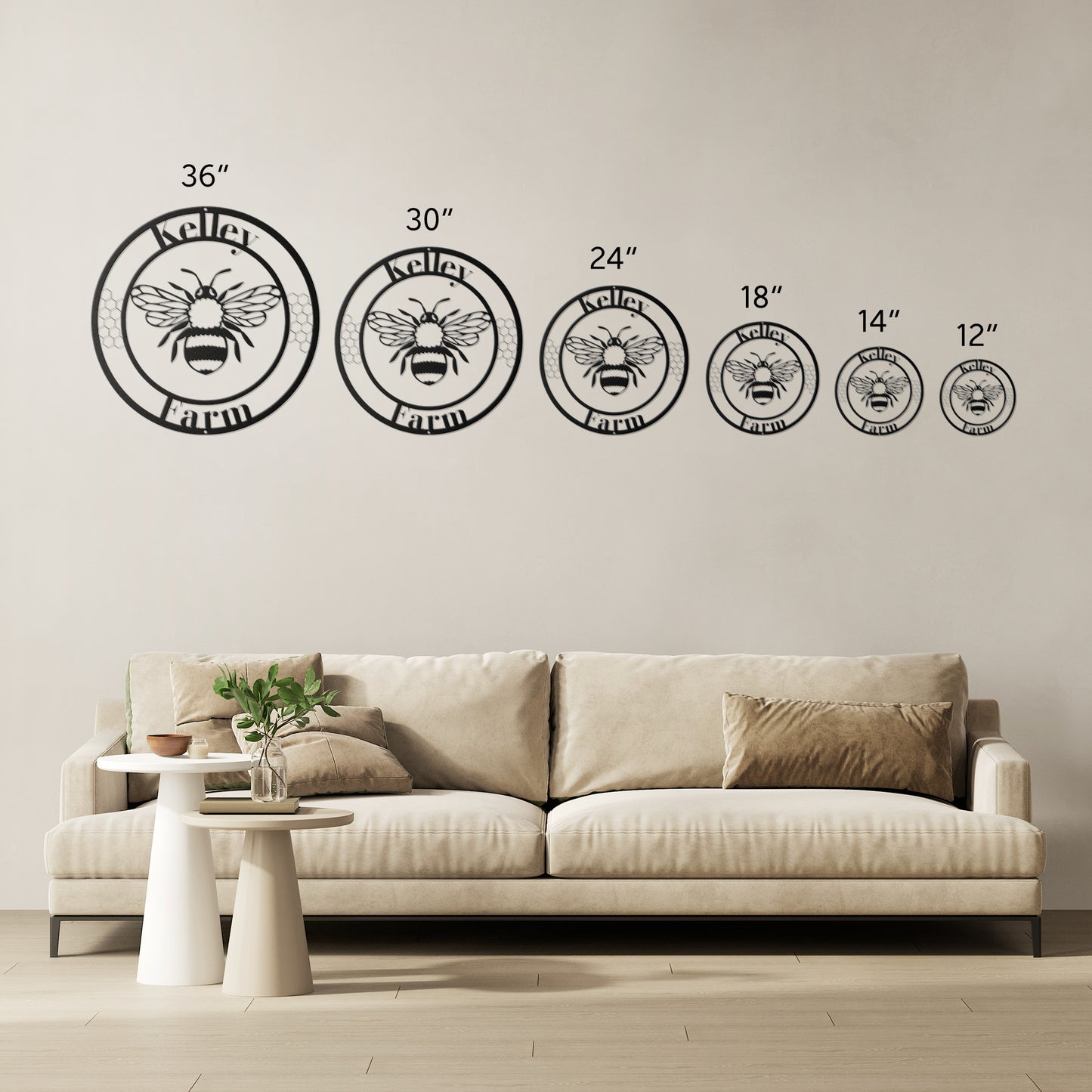 10130 - Bee Circular Custom Farm Metal Sign