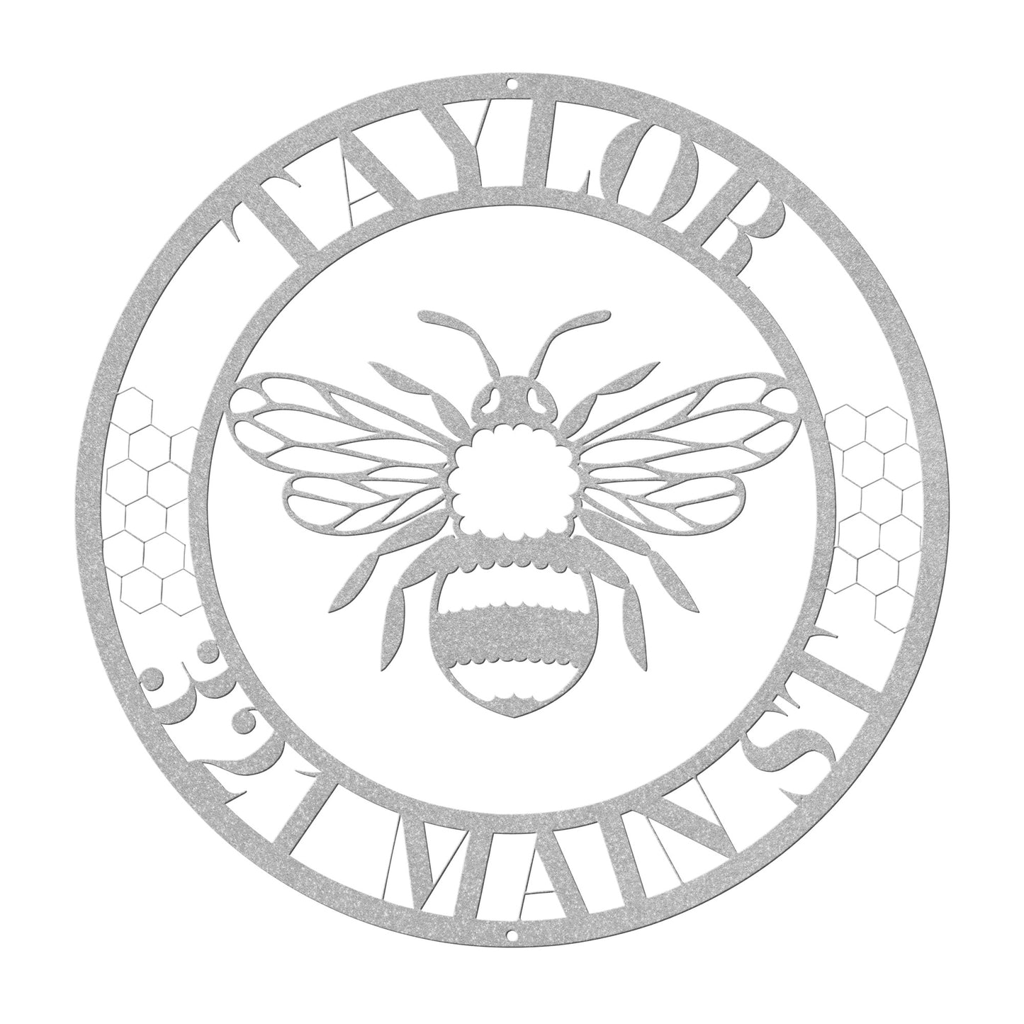 10128 - Bee Custom Name and Address Metal Sign