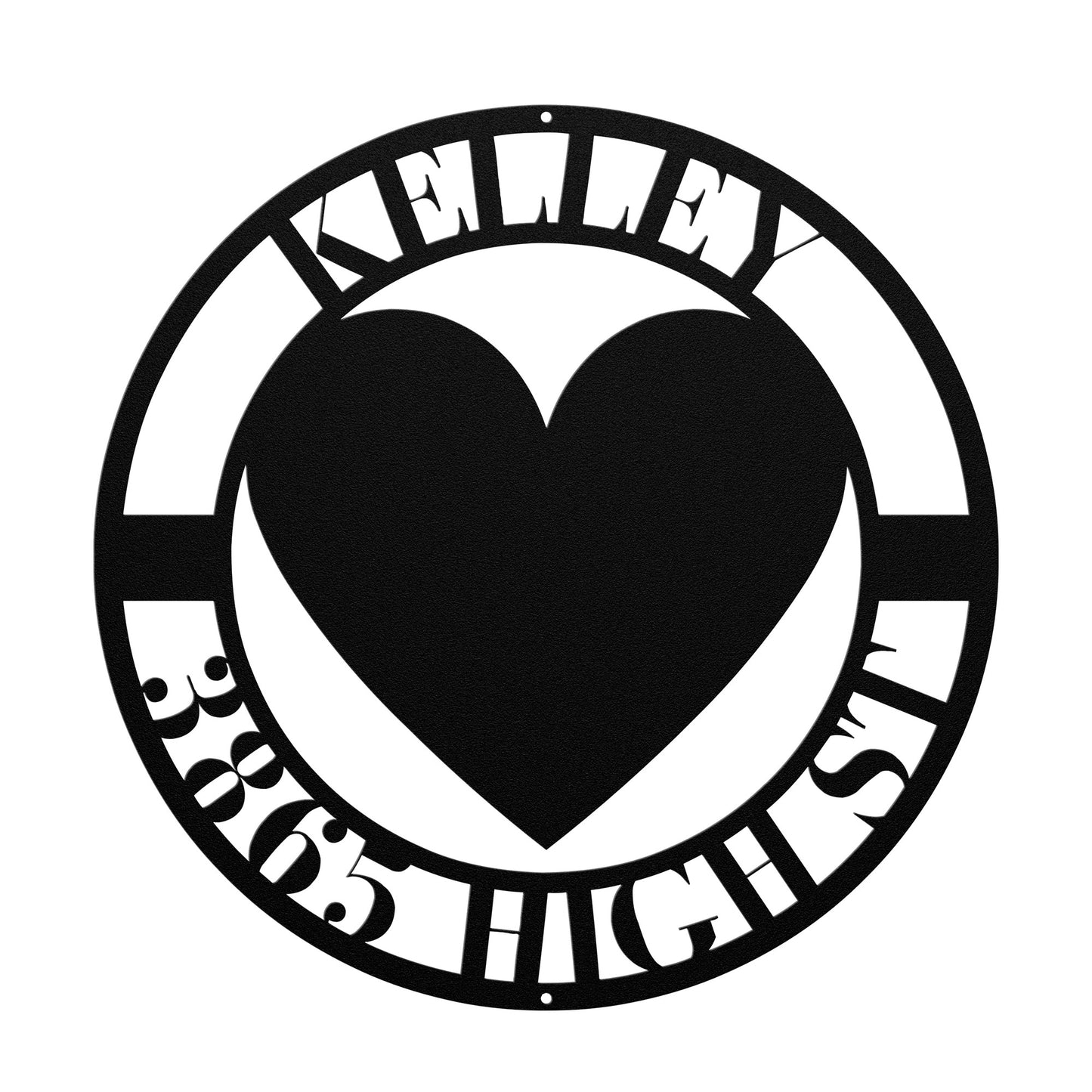 10174 - * Custom Heart Circular Address Sign