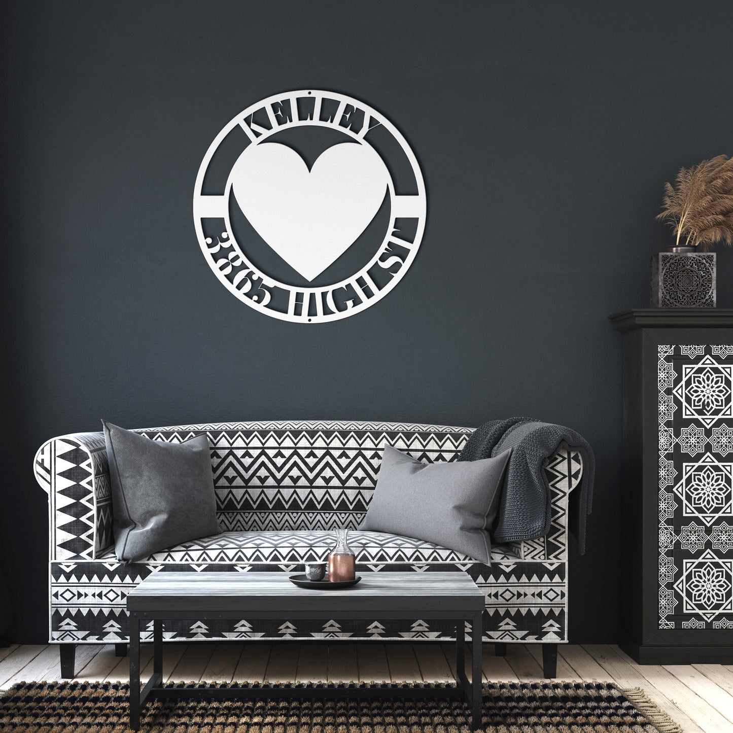 10174 - * Custom Heart Circular Address Sign