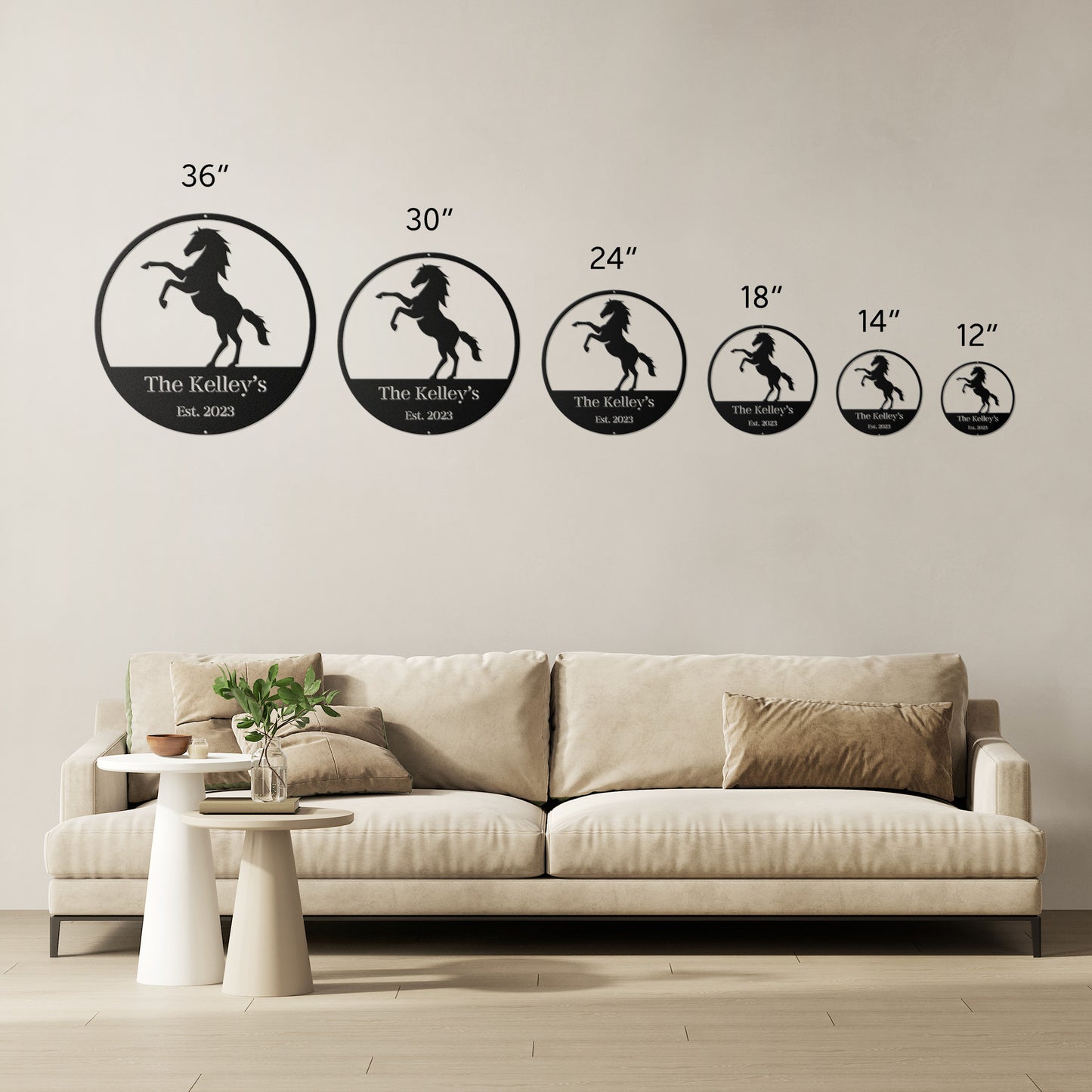 10019 - Horse Custom Family Circular Metal Sign