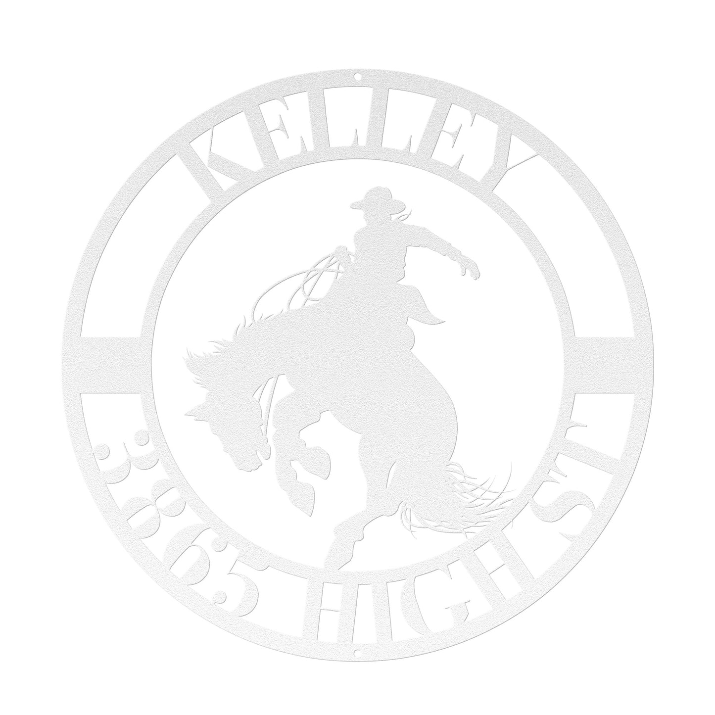 10013 - * Custom Rodeo Bucking Horse Cowboy Circular Metal Sign
