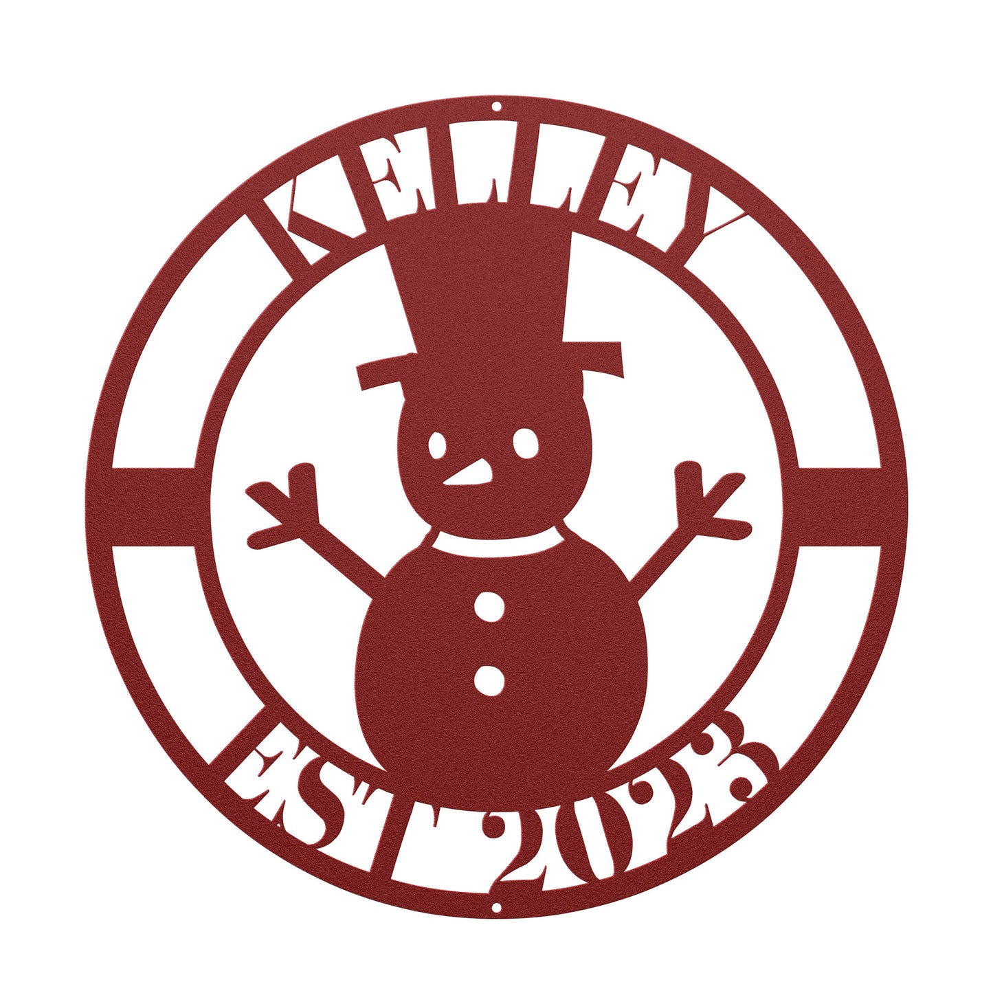 10162 - * Custom Snowman Family Name Metal Sign