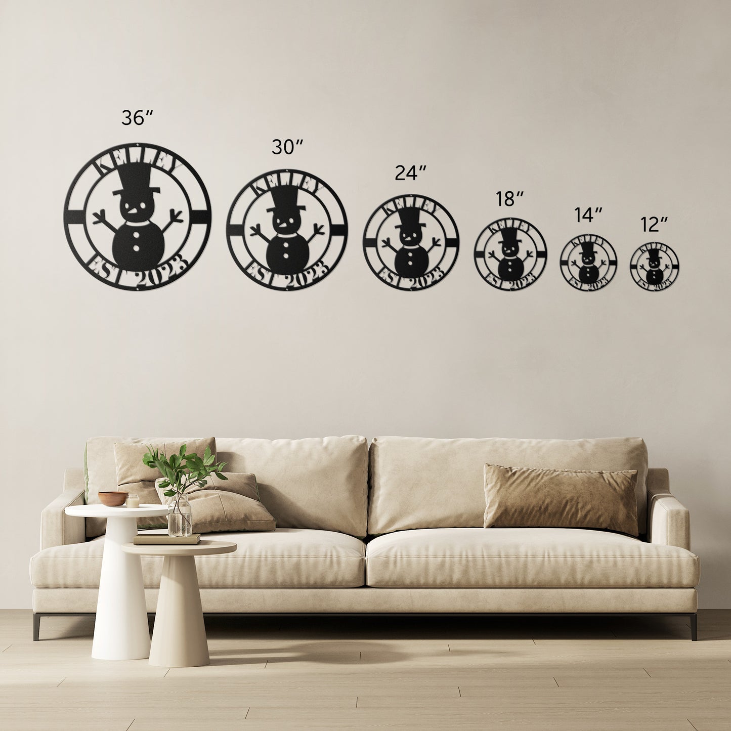 10162 - * Custom Snowman Family Name Metal Sign
