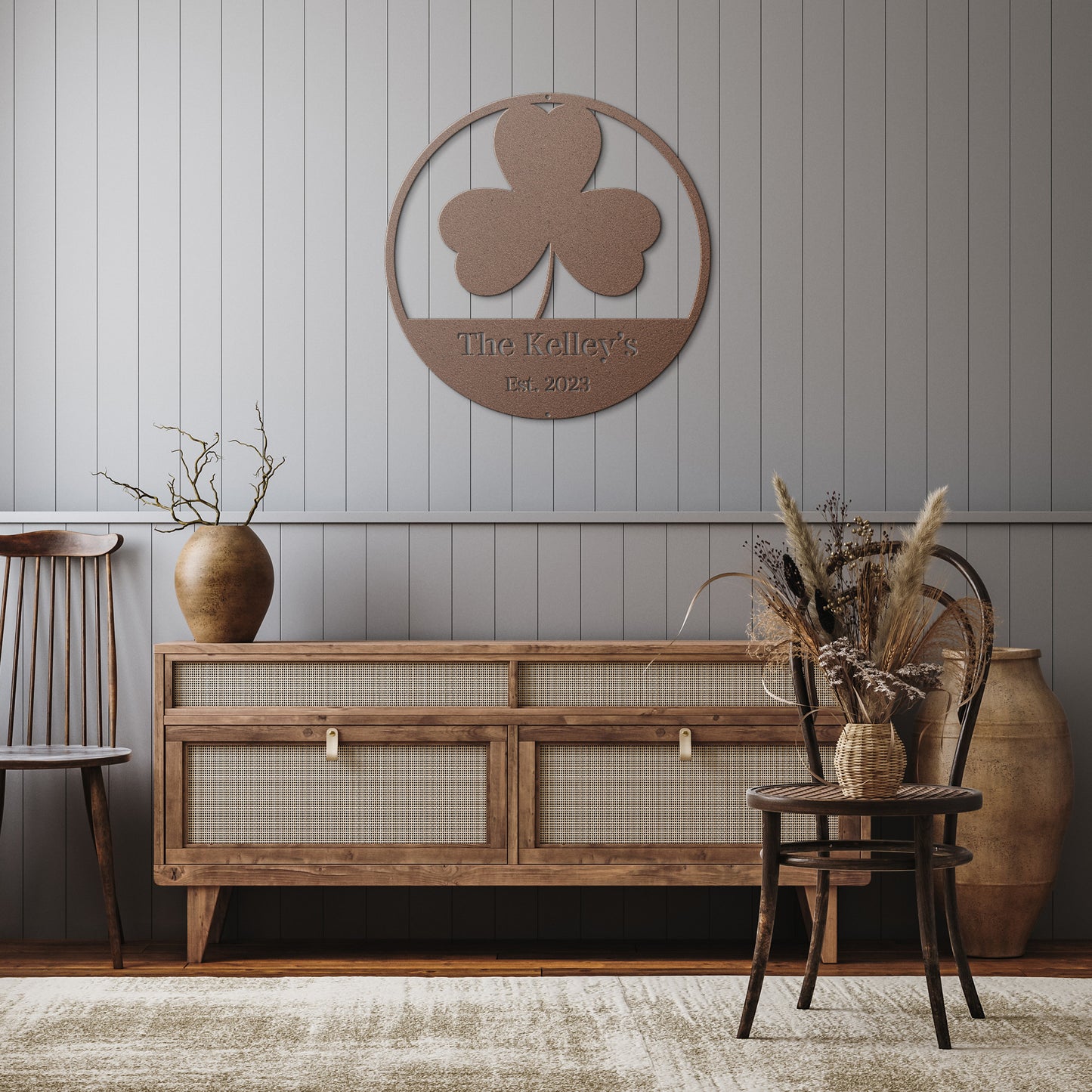 10028 - * Custom Three Leaf Clover Family Sign