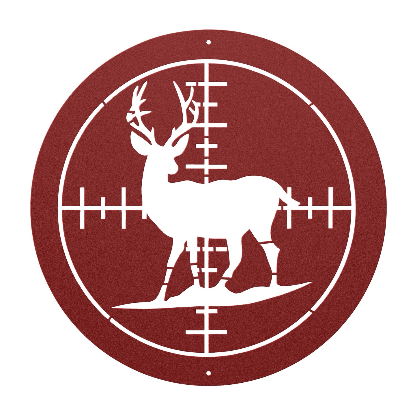 10093 - Hunting Deer Scope Circular Metal Sign