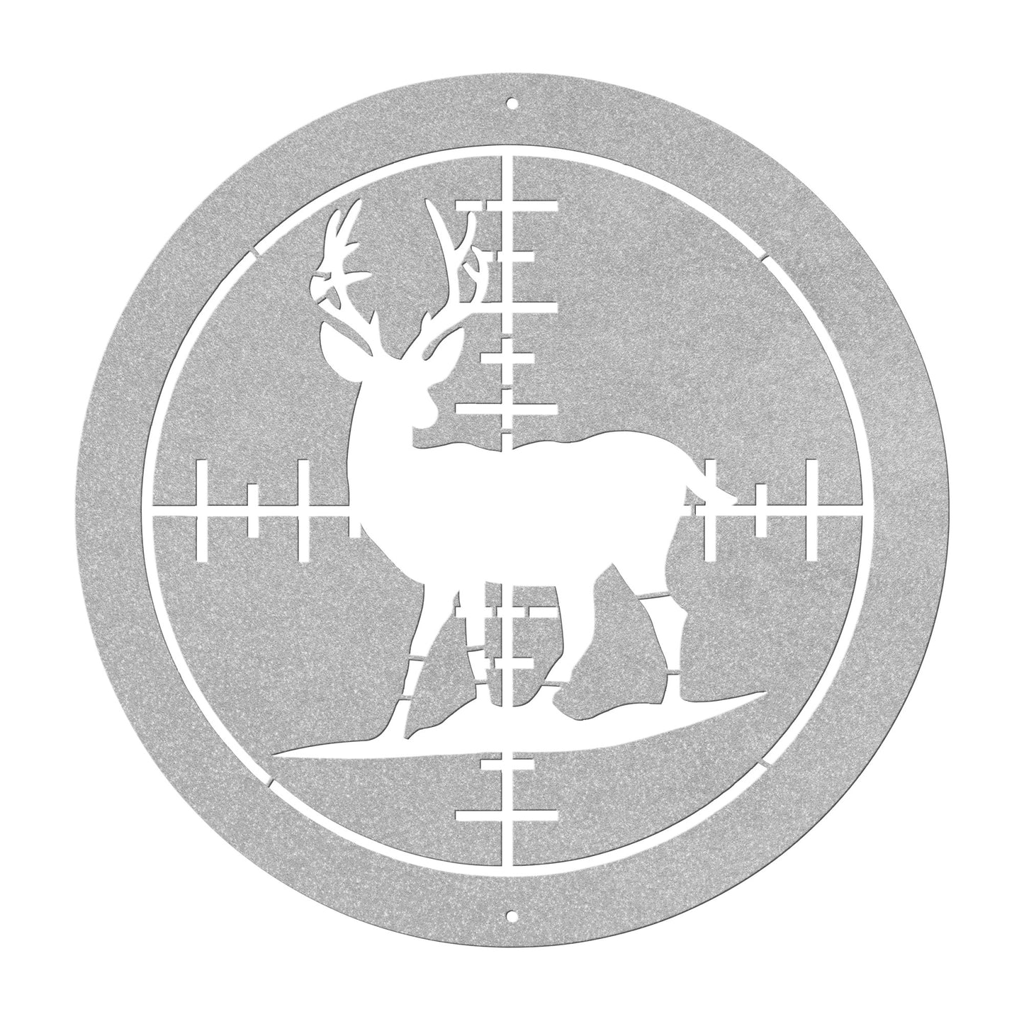 10093 - Hunting Deer Scope Circular Metal Sign