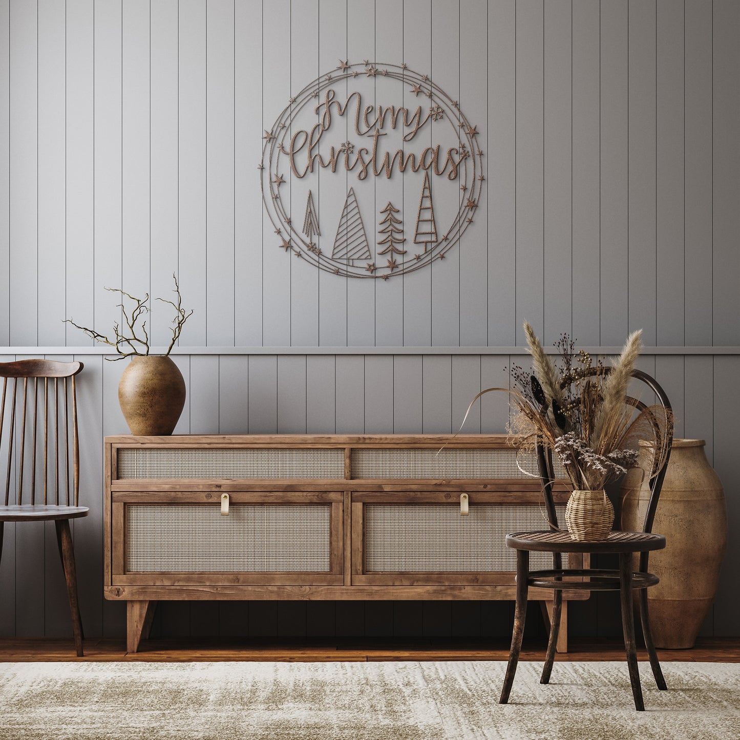 10142 - * Merry Christmas Circular Tree Wall Art