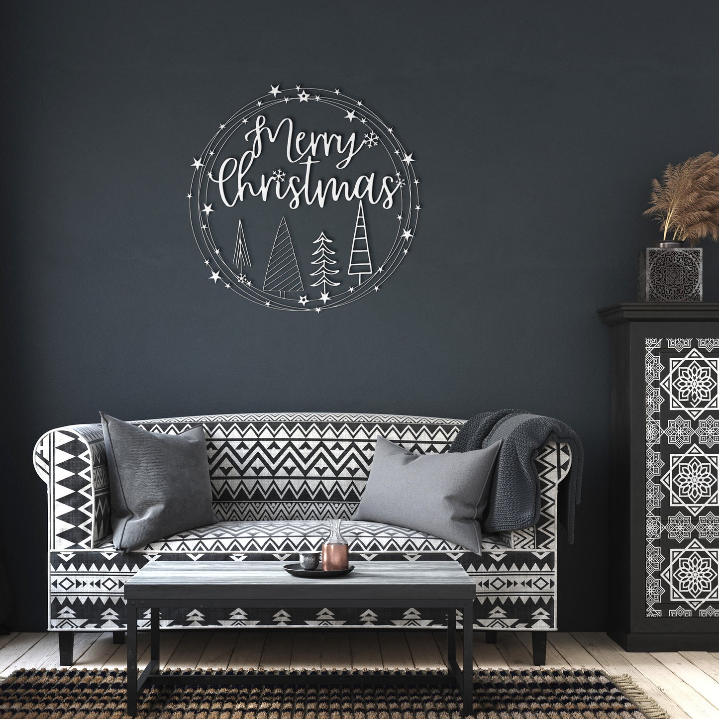 10142 - * Merry Christmas Circular Tree Wall Art