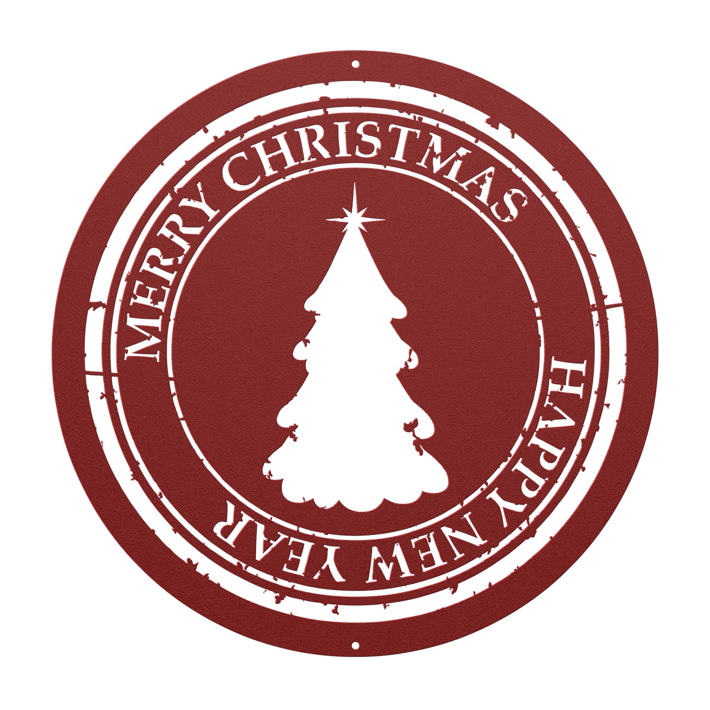 10138 - * Merry Christmas Rustic Tree Metal Sign