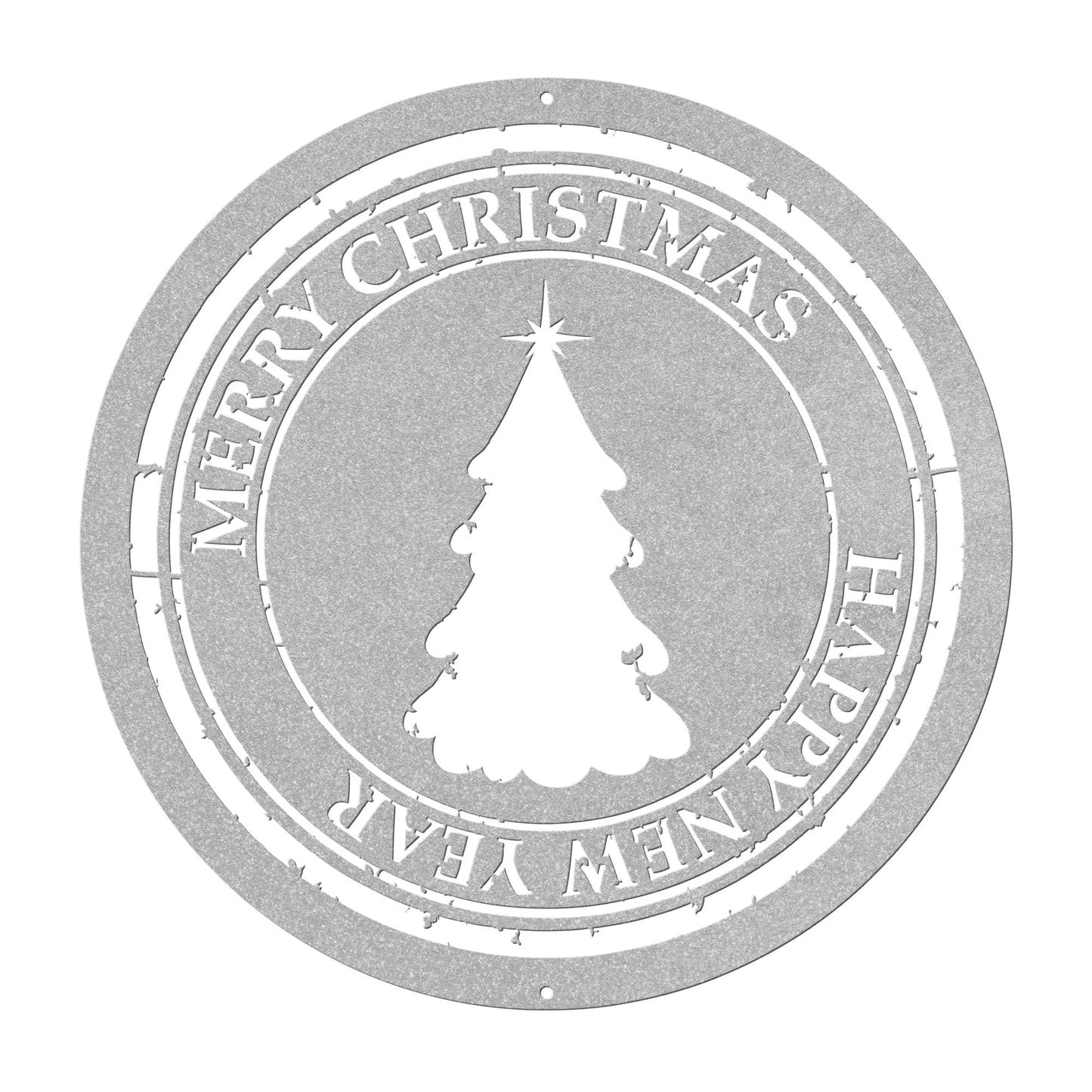 10138 - * Merry Christmas Rustic Tree Metal Sign