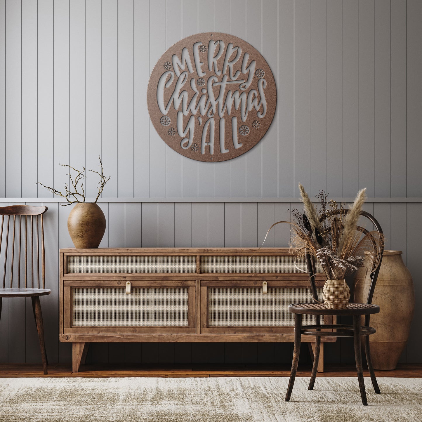 10089 - Merry Christmas Y'All Circular Metal Sign