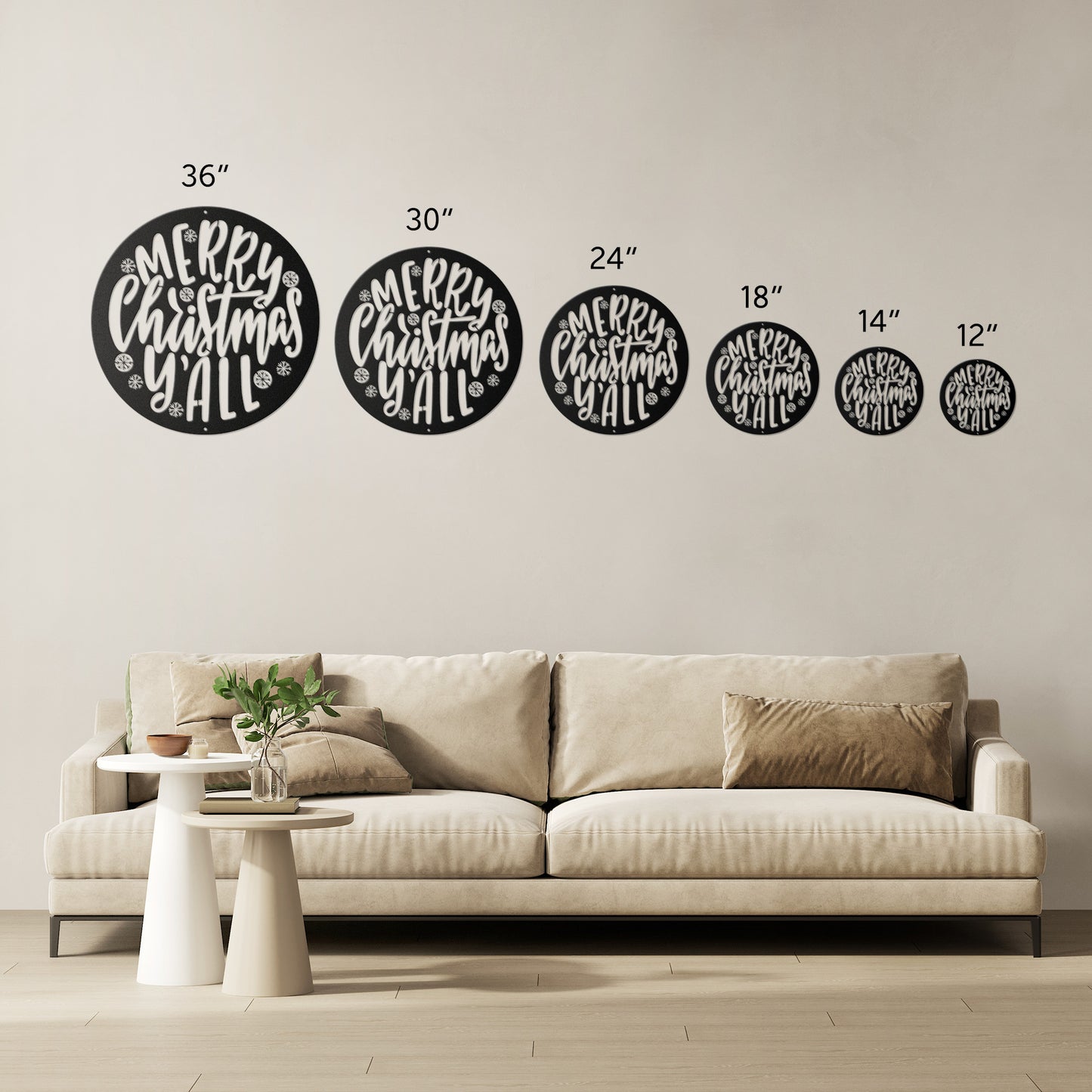 10089 - Merry Christmas Y'All Circular Metal Sign