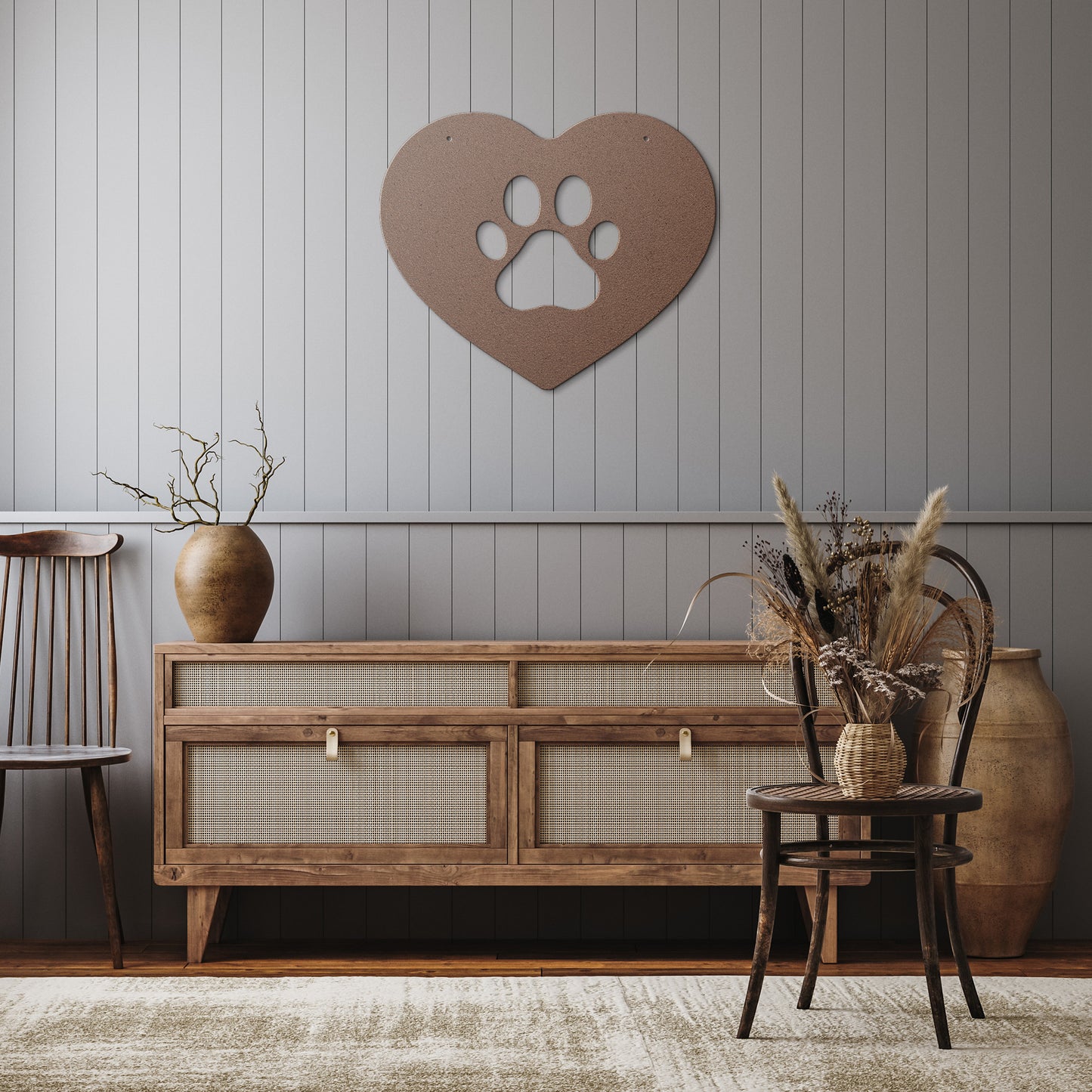 10082 - Paw Print Heart Metal Sign