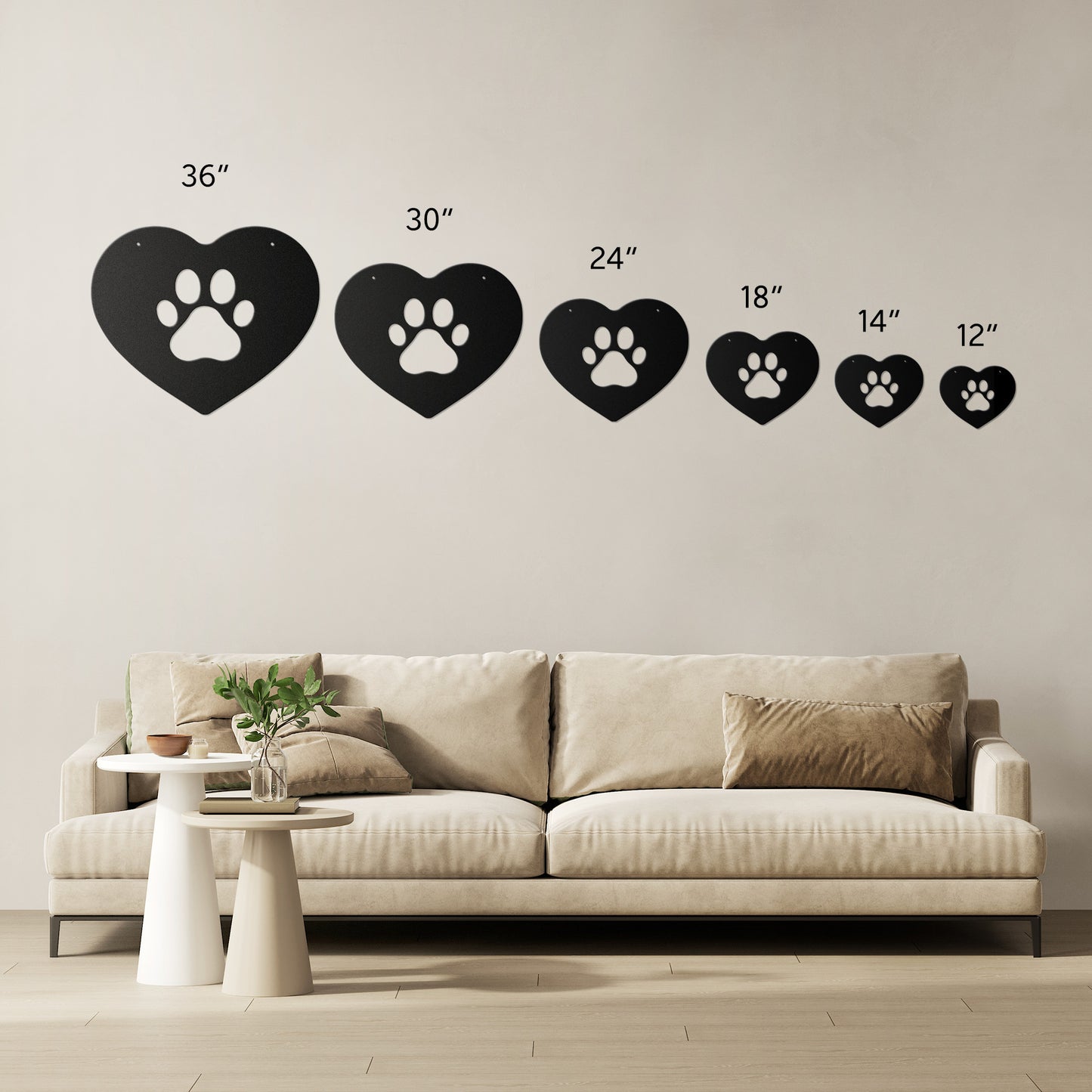 10082 - Paw Print Heart Metal Sign