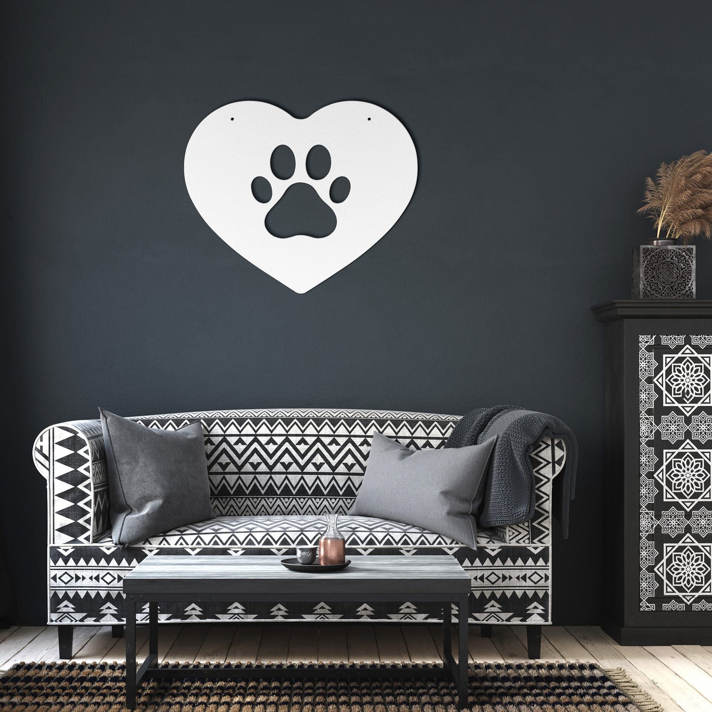 10082 - Paw Print Heart Metal Sign