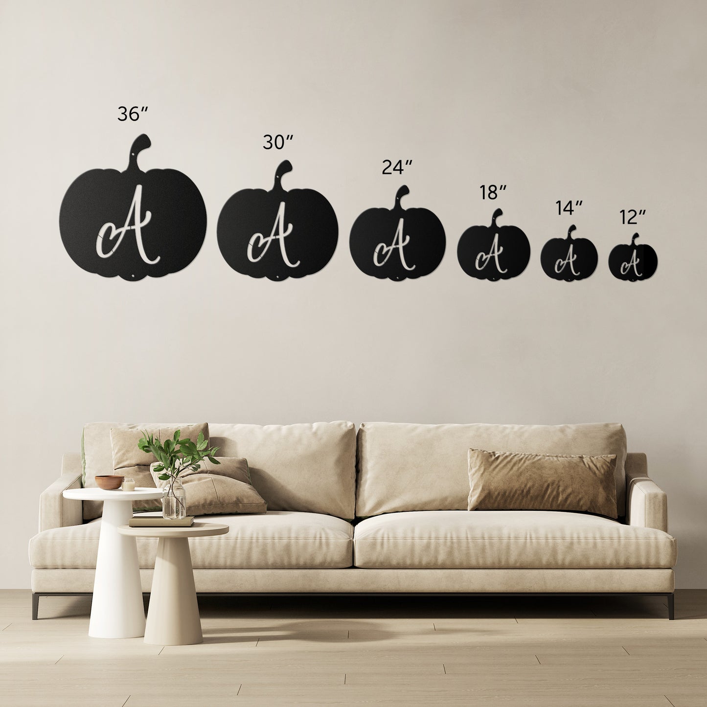 10077 - Pumpkin Cursive Monogram Metal Sign