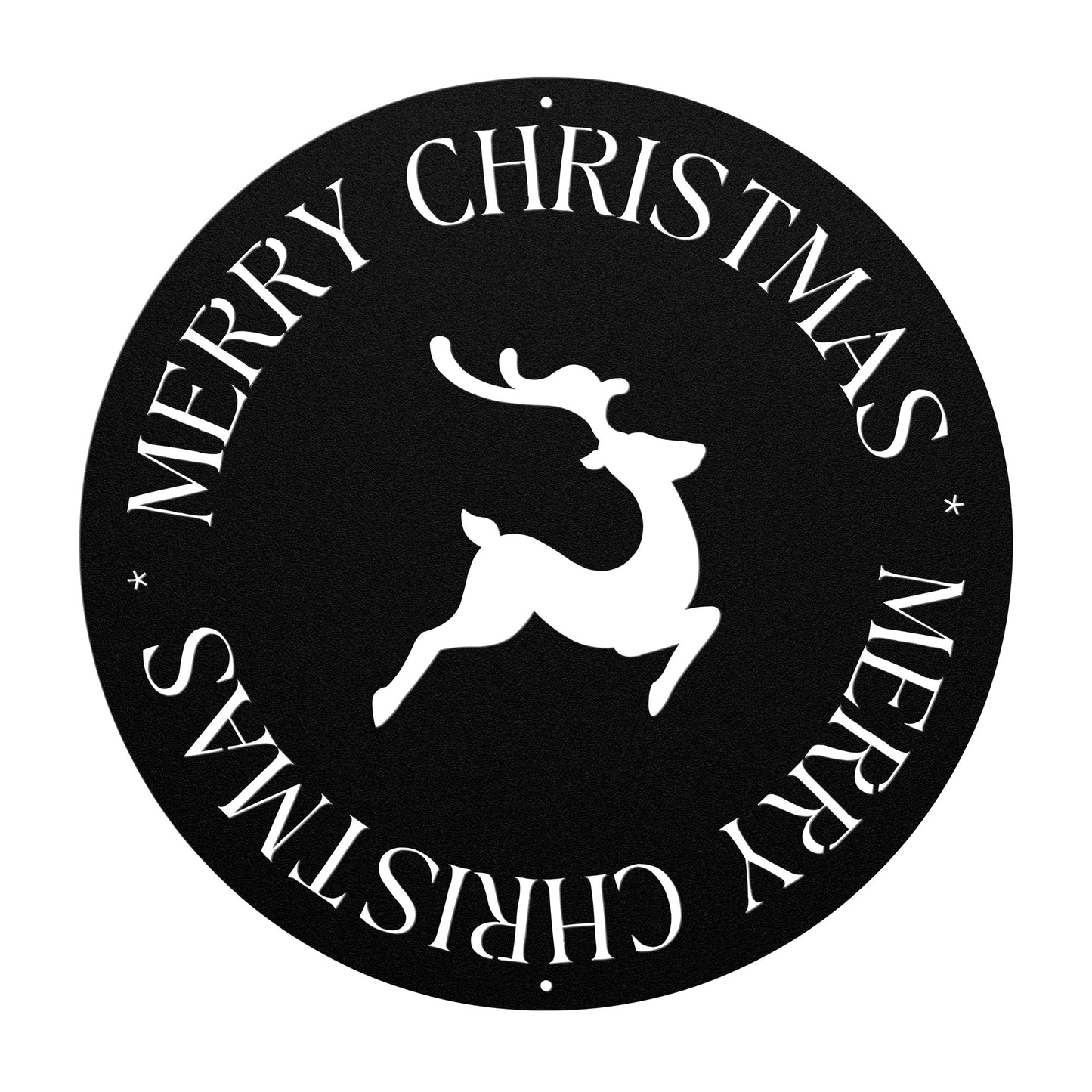 10073 - Reindeer Merry Christmas Circular Metal Sign
