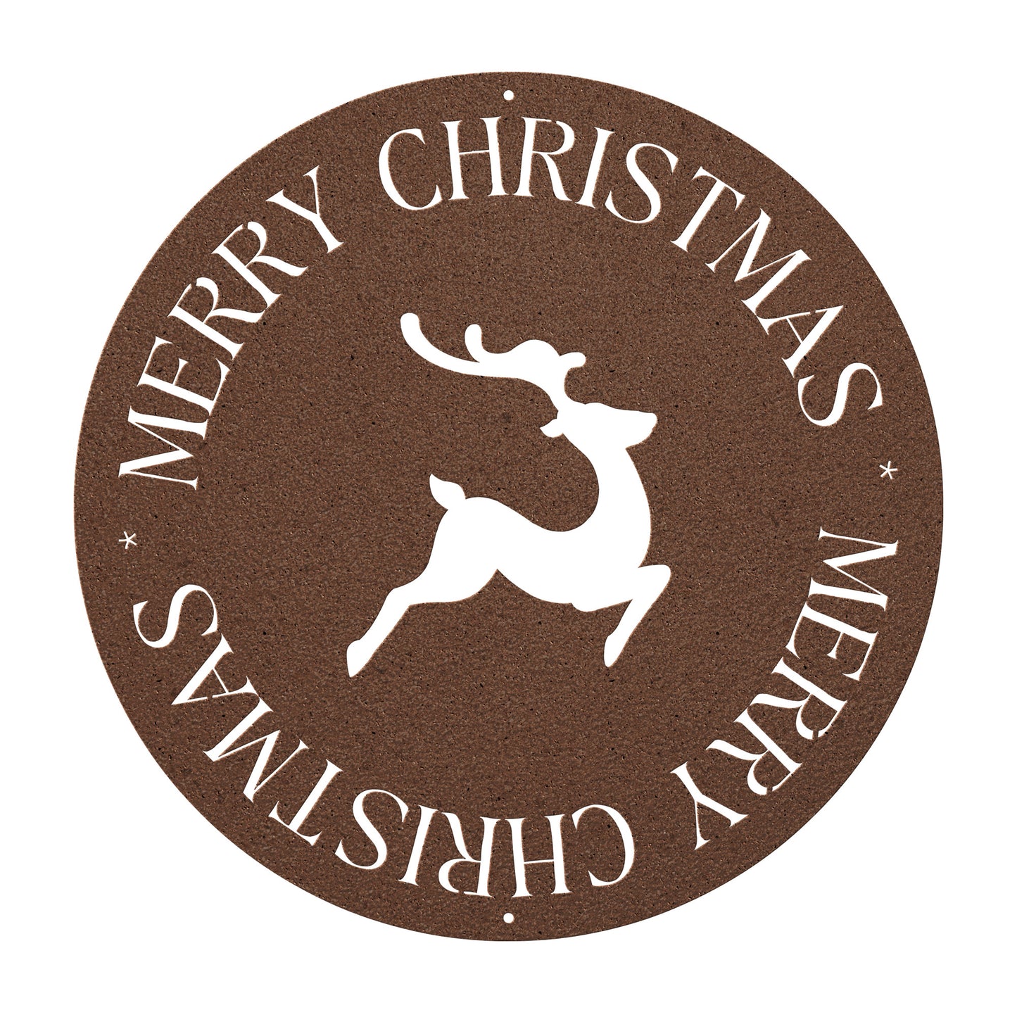 10073 - Reindeer Merry Christmas Circular Metal Sign