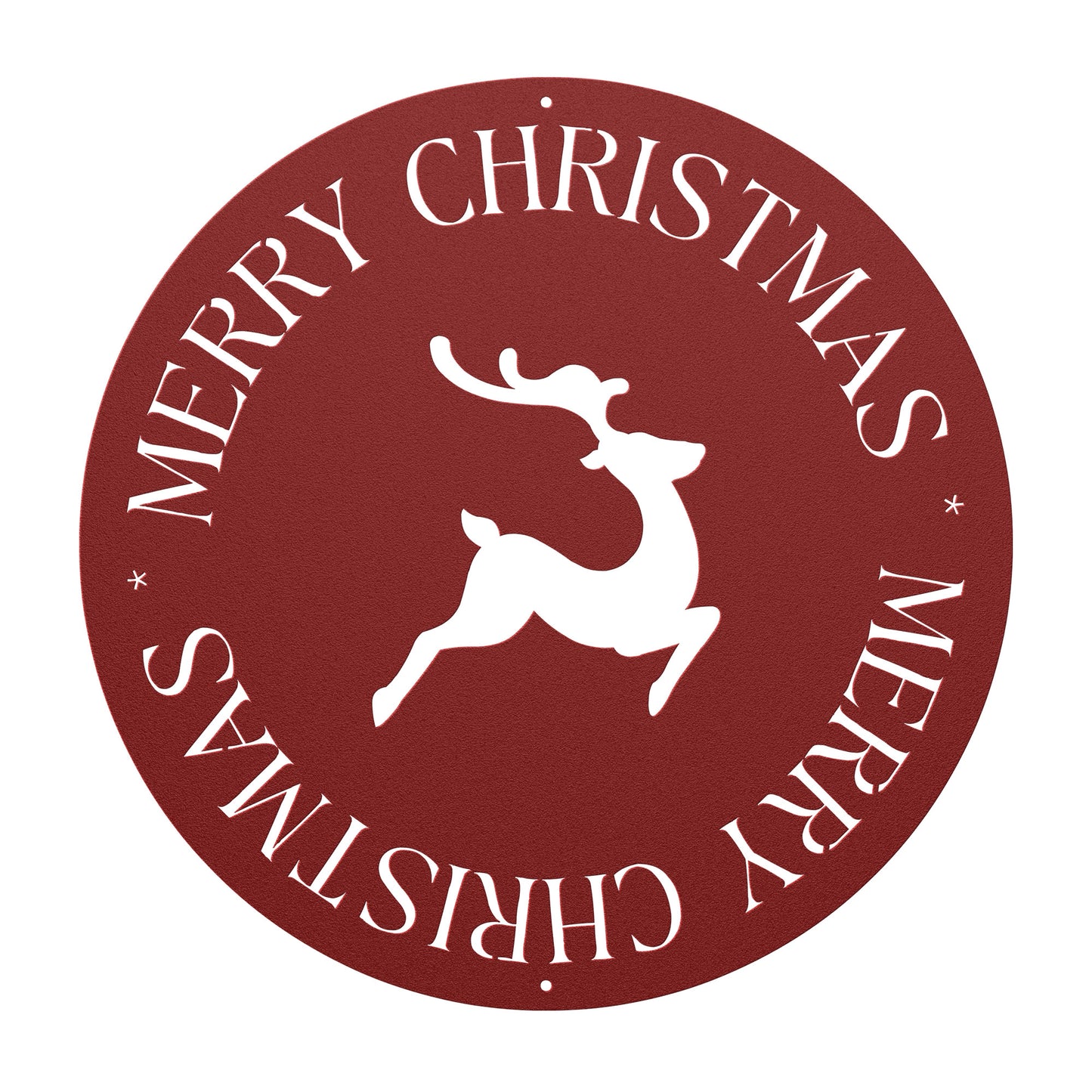 10073 - Reindeer Merry Christmas Circular Metal Sign