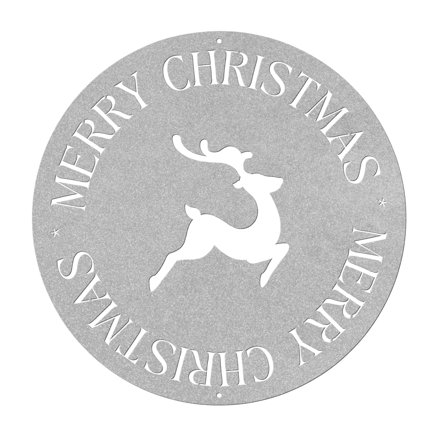 10073 - Reindeer Merry Christmas Circular Metal Sign