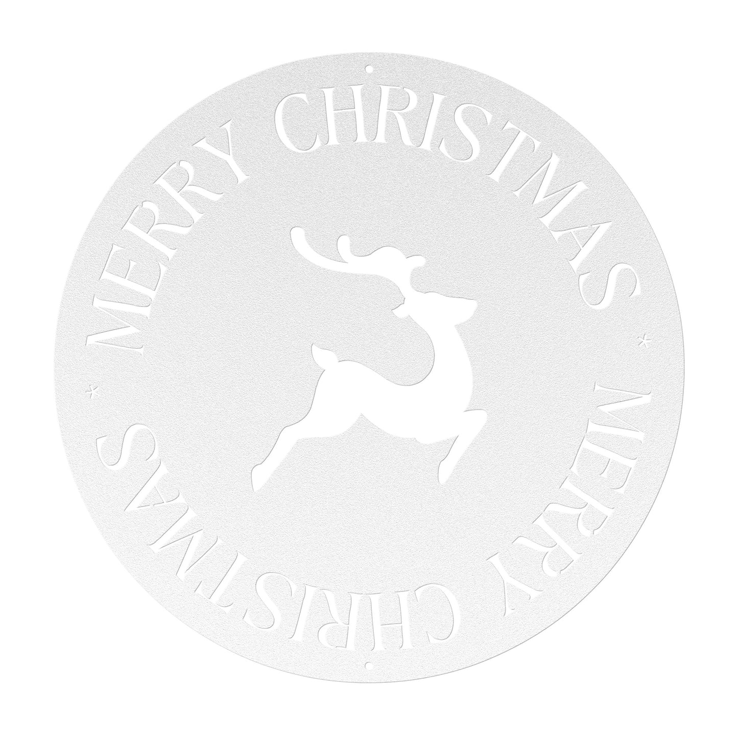 10073 - Reindeer Merry Christmas Circular Metal Sign