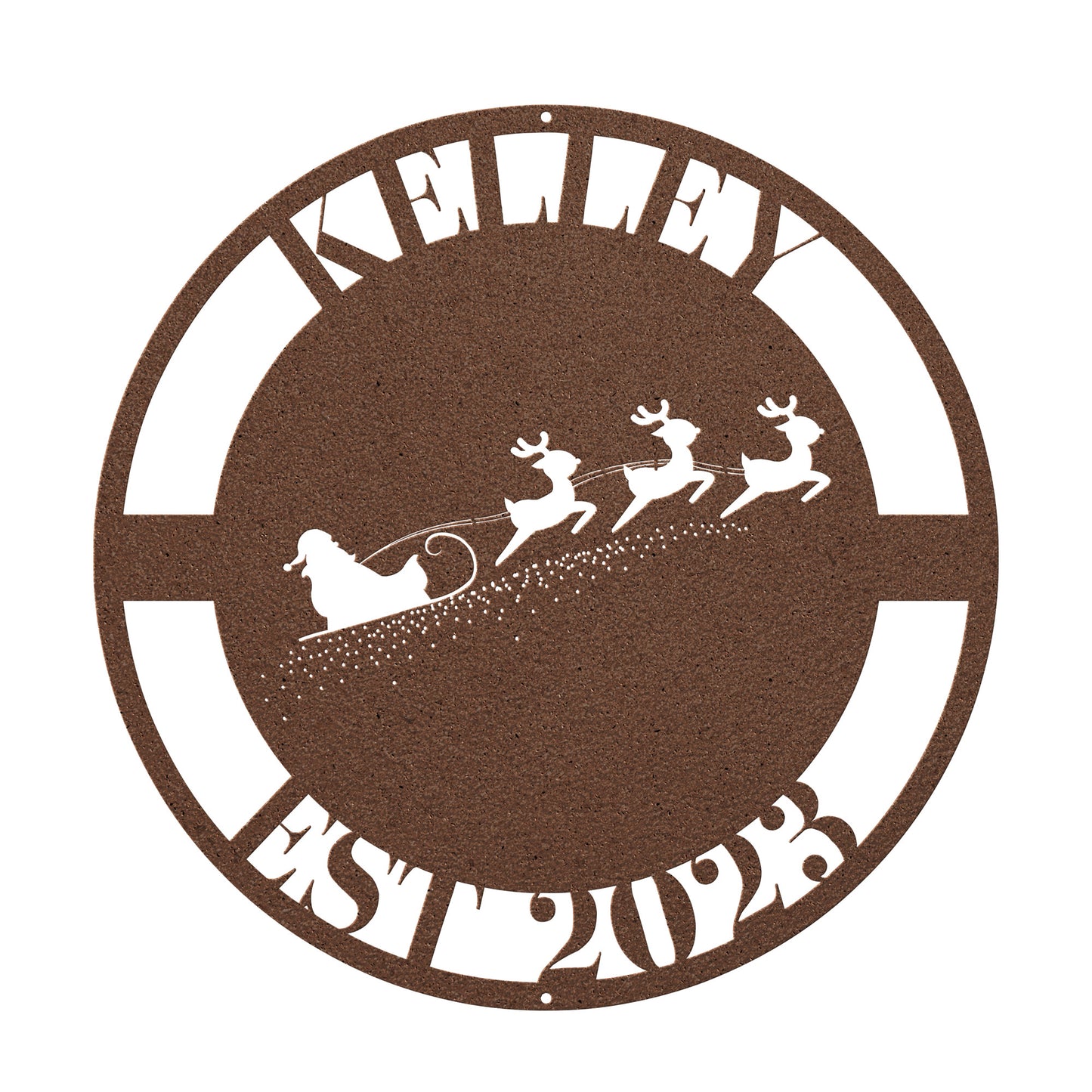 10067 - Santa and Sleigh Christmas Family Metal Sign