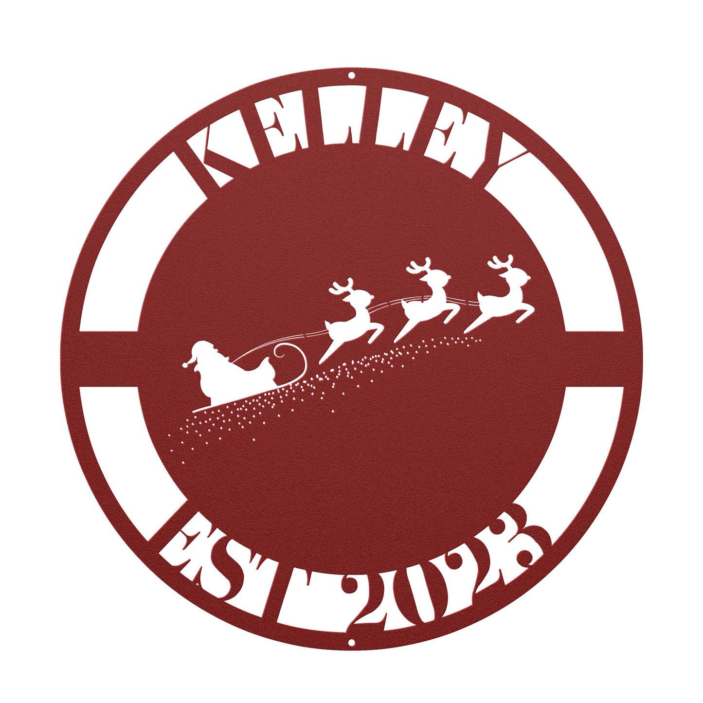 10067 - Santa and Sleigh Christmas Family Metal Sign