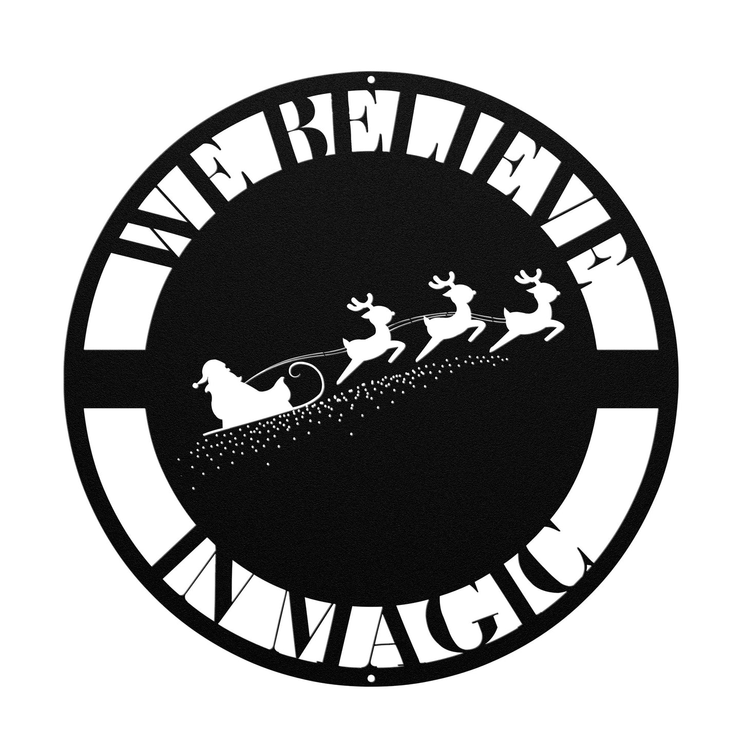 10065 - Santa and Sleigh We Believe in Magic Metal Sign