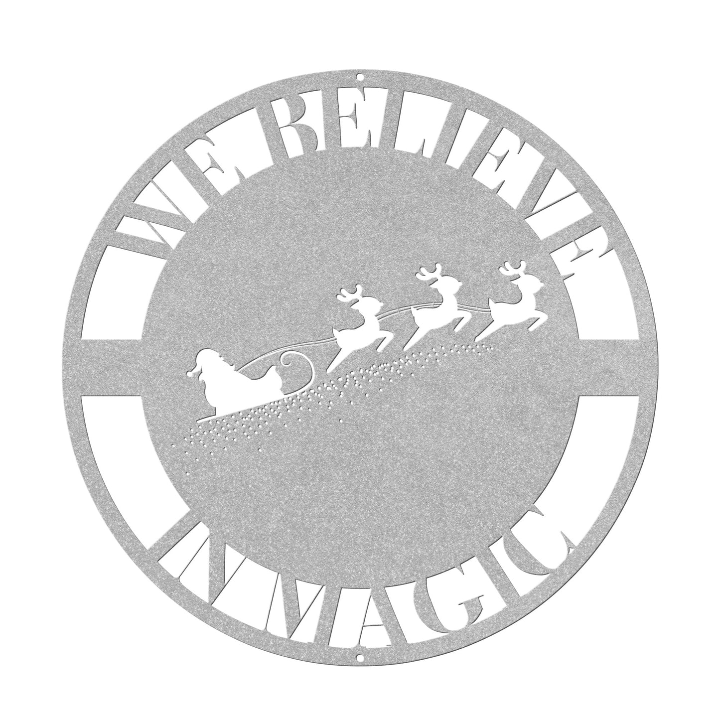 10065 - Santa and Sleigh We Believe in Magic Metal Sign