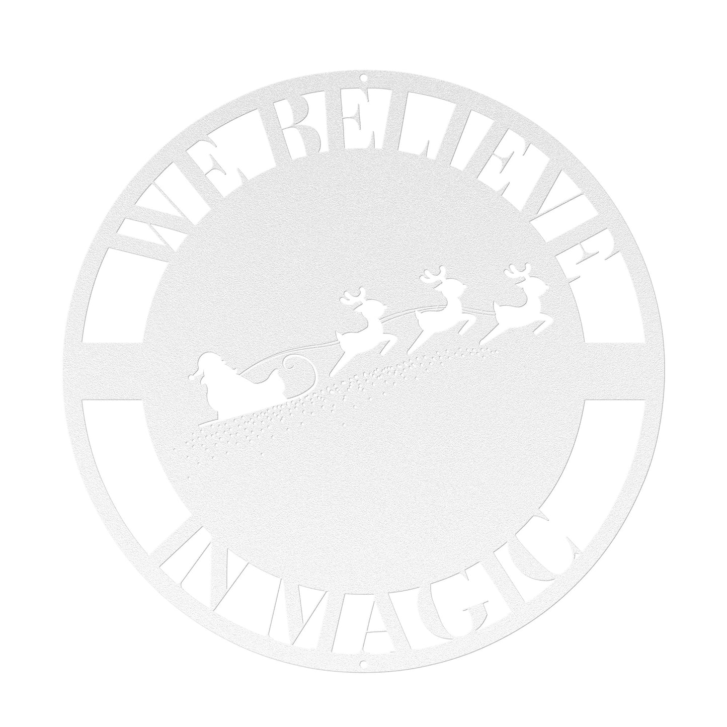 10065 - Santa and Sleigh We Believe in Magic Metal Sign