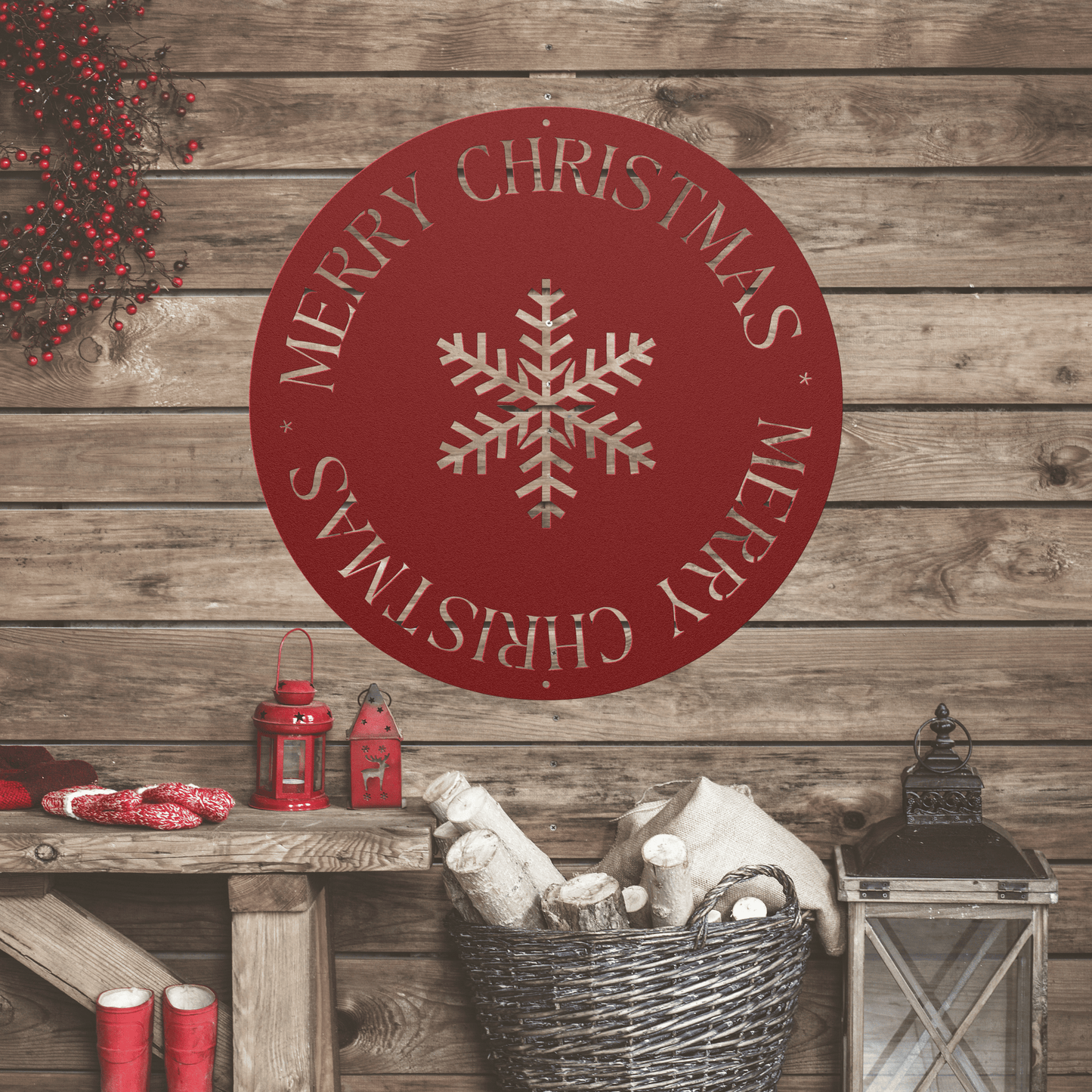 10091 - Merry Christmas Snowflake Circle Sign