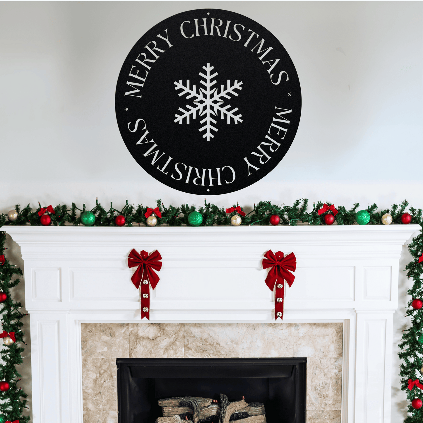 10091 - Merry Christmas Snowflake Circle Sign