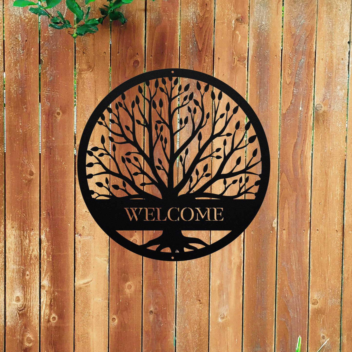 10049 - Welcome Tree Circle Metal Sign