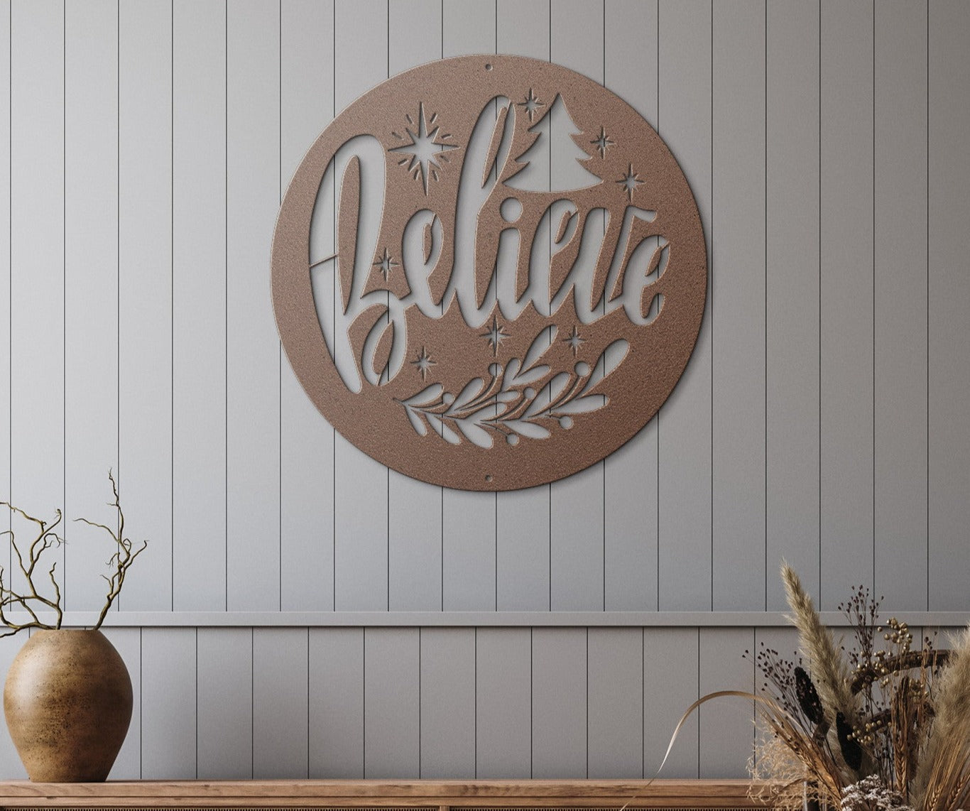 10126 - Believe Christmas Circular Metal Sign