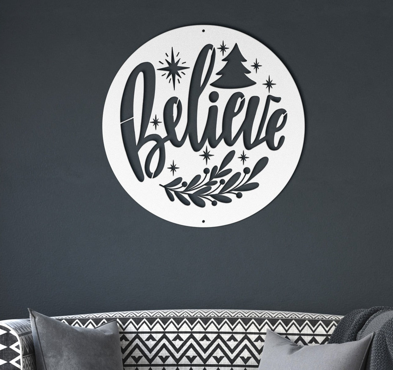 10126 - Believe Christmas Circular Metal Sign