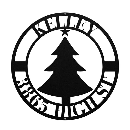 10185 - * Christmas Tree Custom Address Circular Sign
