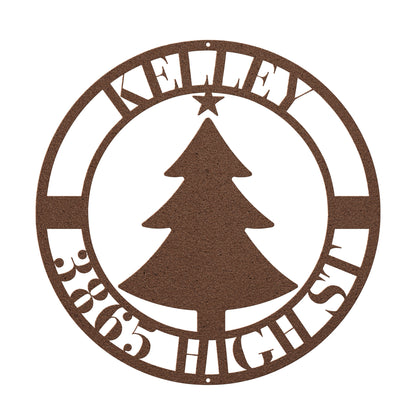 10185 - * Christmas Tree Custom Address Circular Sign