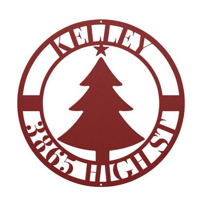 10185 - * Christmas Tree Custom Address Circular Sign