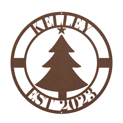 10184 - * Christmas Tree Custom Name Circular Sign