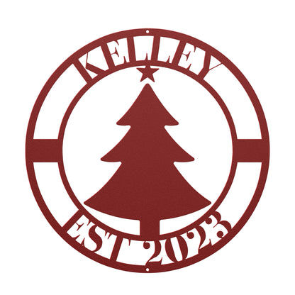 10184 - * Christmas Tree Custom Name Circular Sign