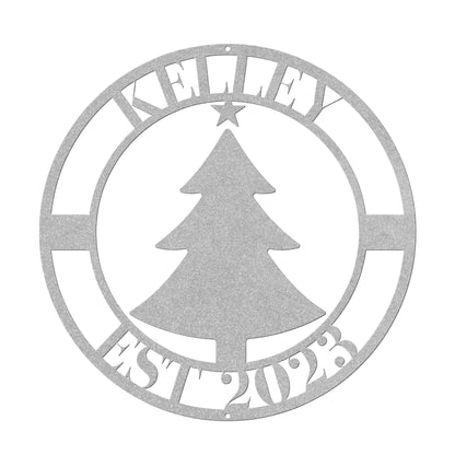 10184 - * Christmas Tree Custom Name Circular Sign