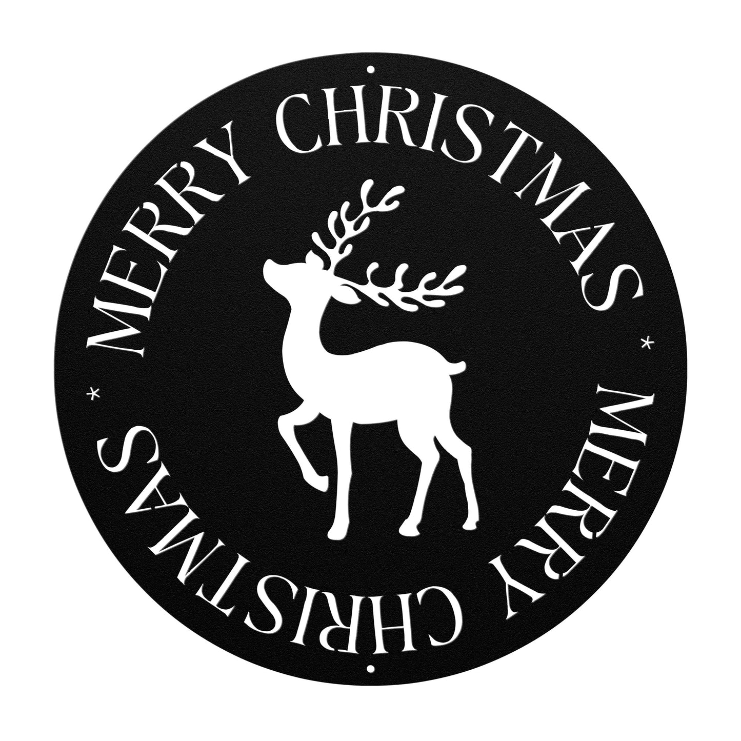 10113 - Circular Christmas Deer Metal Sign