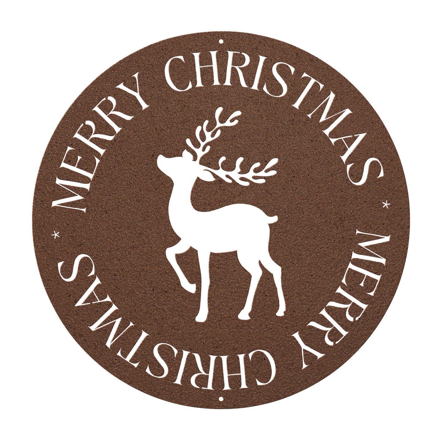 10113 - Circular Christmas Deer Metal Sign