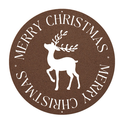 10113 - Circular Christmas Deer Metal Sign